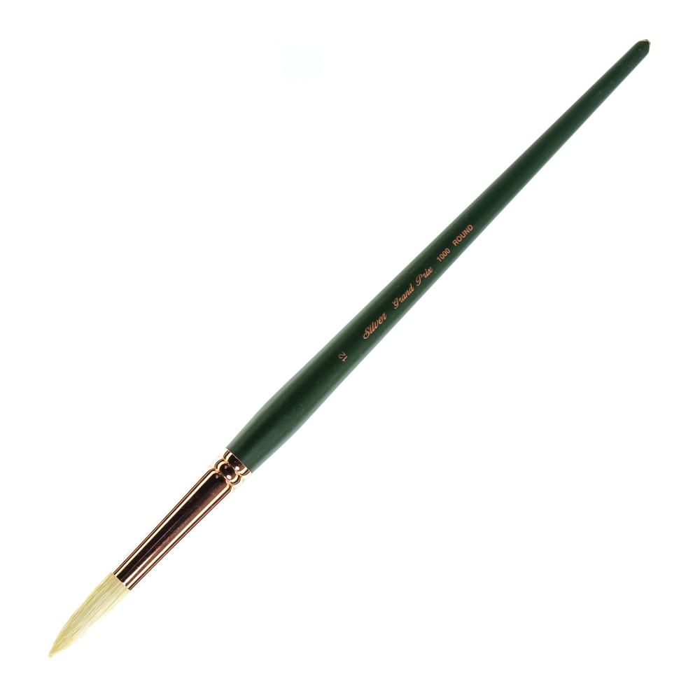 Silver Brush Grand Prix Paint Brush Series 1000, Size 12, Round Bristle, Hog Hair, Green