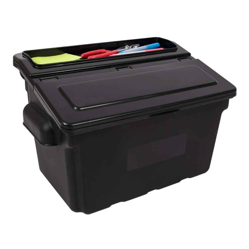 Luxor Outrigger Utility Cart Bins, 9inH x 14inW x 10-1/4in, Black, Pack Of 2 Bins