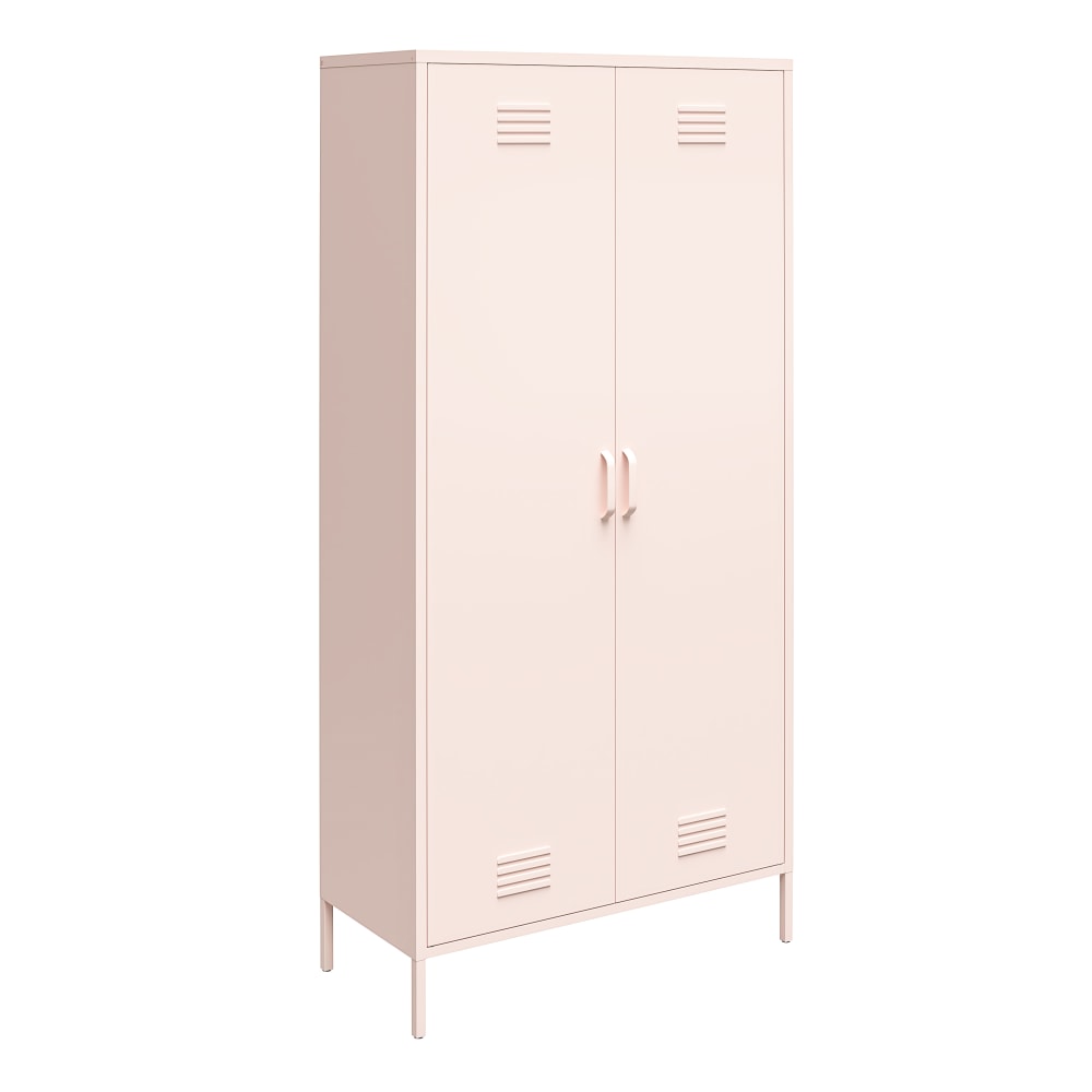 Ameriwood Home Mission District Tall 2-Door Metal Locker Cabinet, 72-7/8inH x 35-7/16inW x 15-3/4inD, Pink