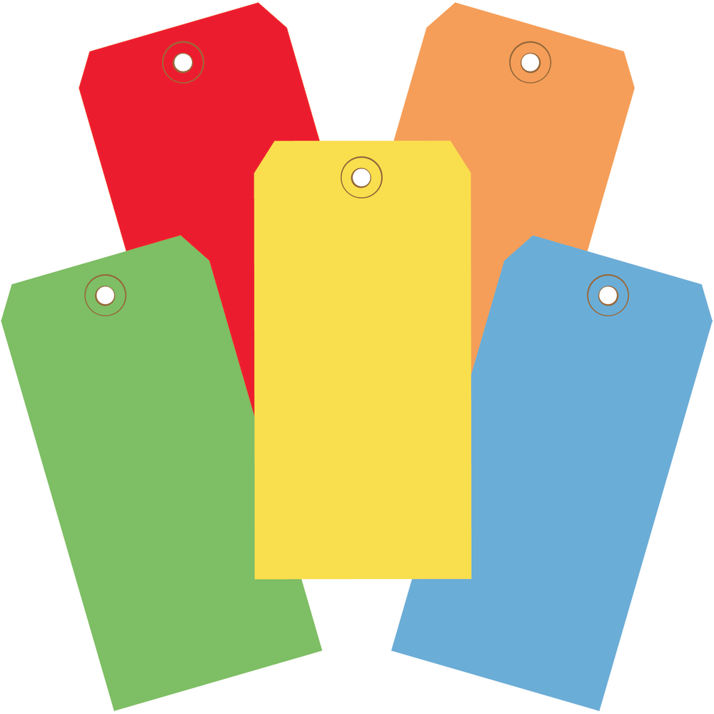 Partners Brand Shipping Tags, 100% Recycled, 4 3/4in x 2 3/8in, Assorted Colors, Case Of 1,000