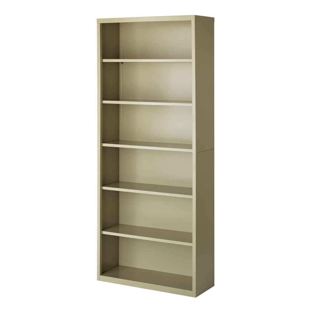 Hirsh 82inH 6-Shelf Metal Bookcase, Putty