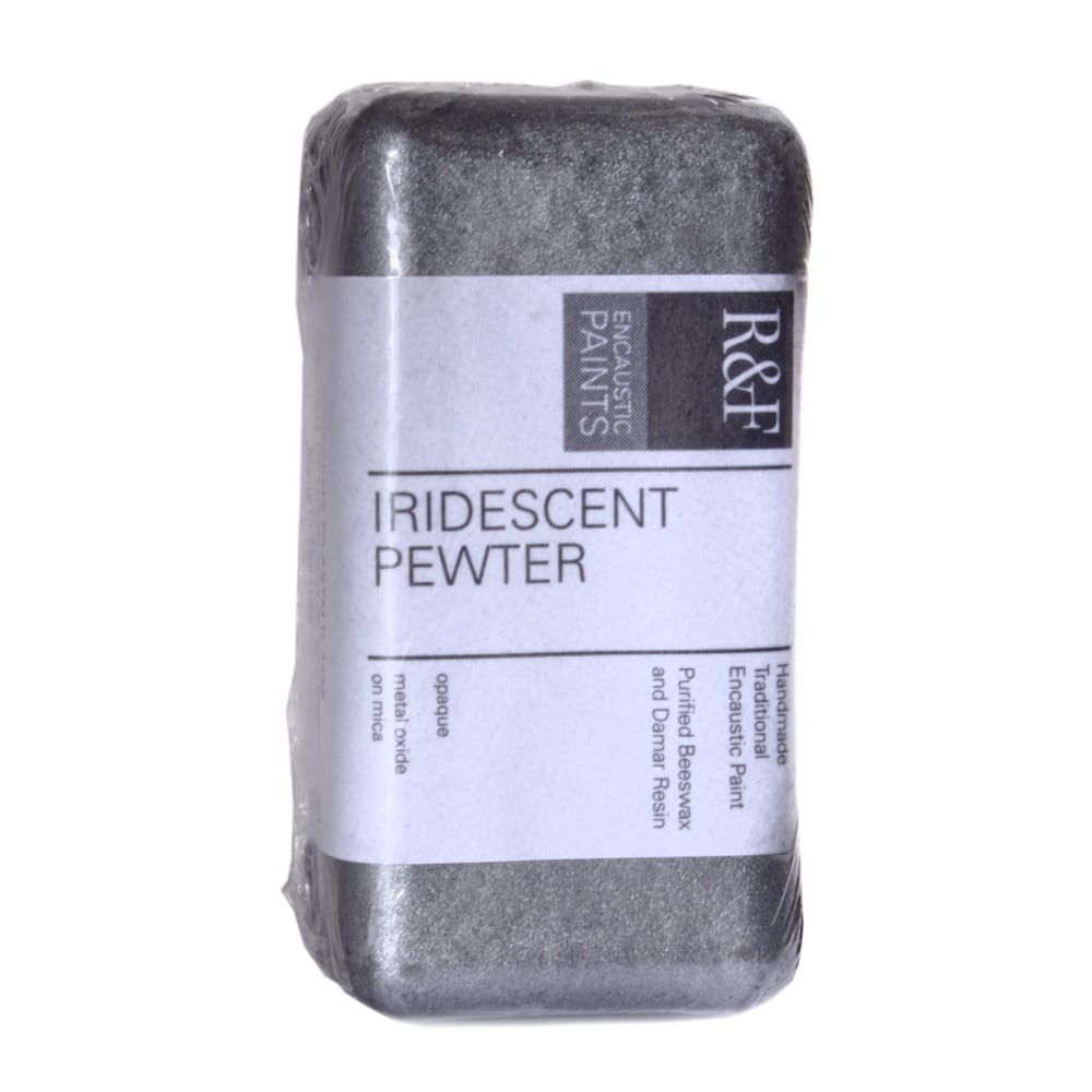 R & F Handmade Paints Encaustic Paint Cake, 40 mL, Iridescent Pewter