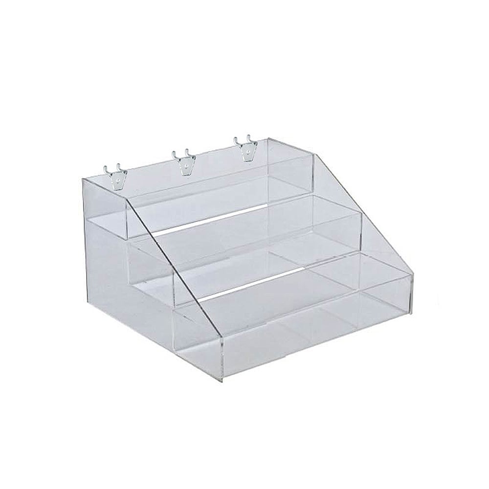 Azar Displays 3-Tier Step Display Stands, 7 1/8inH x 12inW x 11 3/4inD, Clear