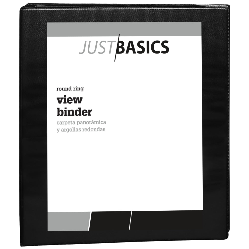 Just Basics View 3-Ring Binder, 1in Round Rings, Black, Pack Of 12