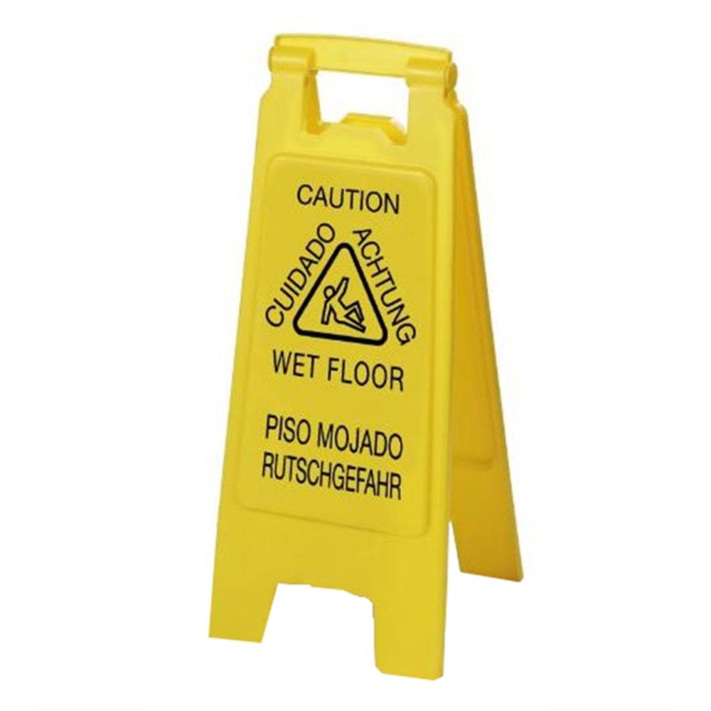 Carlisle Wet Floor Sign, 24in x 8in, Yellow