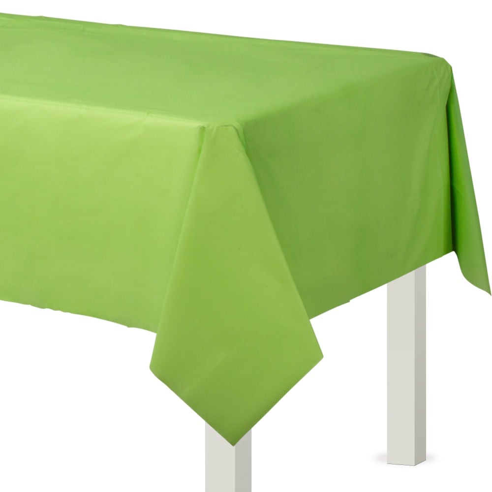 Amscan Flannel-Backed Vinyl Table Covers, 54in x 108in, Kiwi Green, Set Of 2 Covers