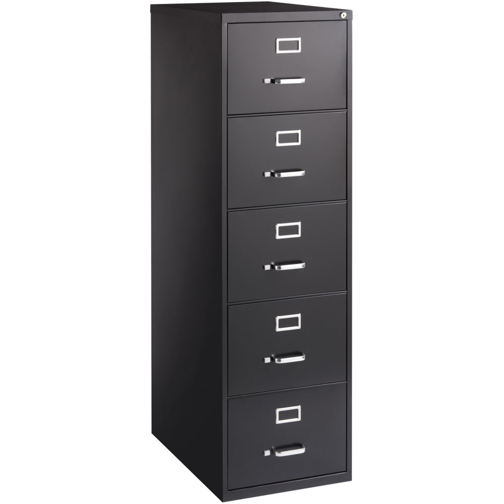 Lorell Fortress 26-1/2inD Vertical 5-Drawer Legal-Size File Cabinet, Black