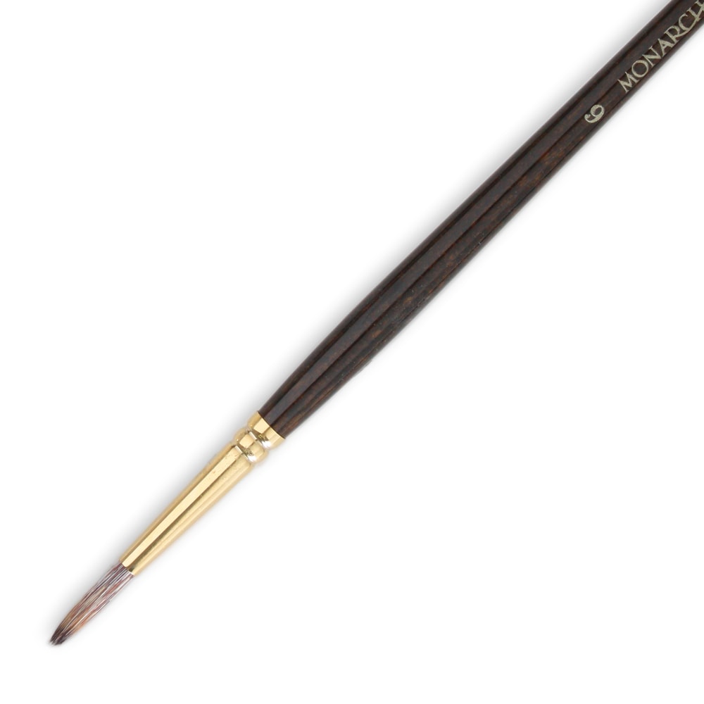 Winsor & Newton Monarch Long-Handle Paint Brush, Size 6, Round Bristle, Synthetic, Brown