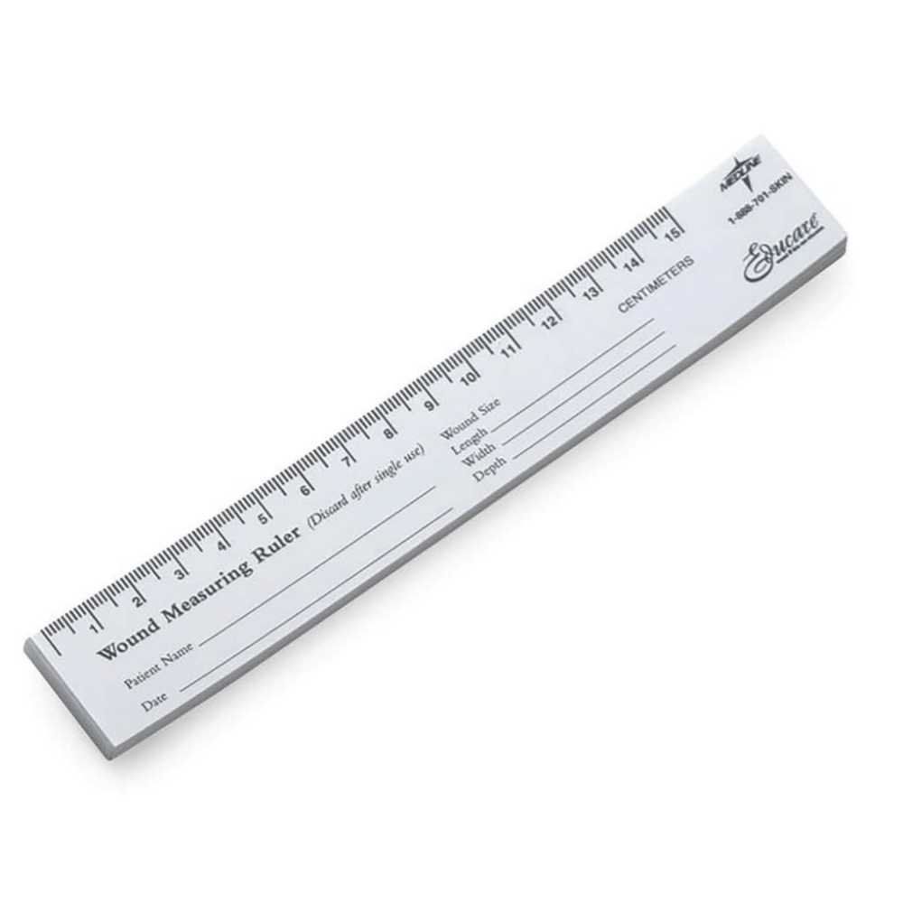 Medline Educare Paper Wound Rulers, 7 1/2inH x 1 1/8inW x 1/8inD, Black/White, 25 Rulers Per Pad, Pack Of 10 Pads