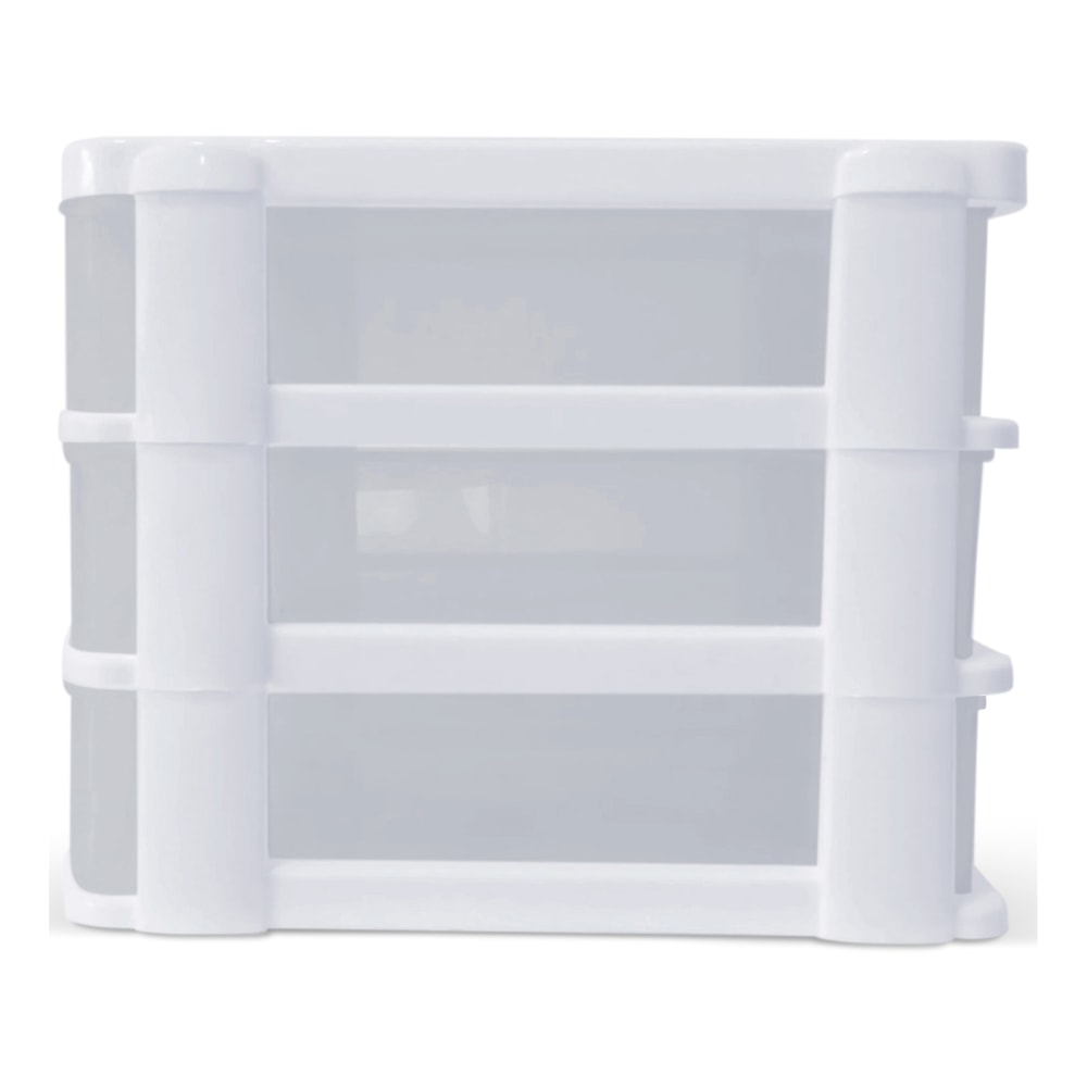 Inval 3-Drawer Desk Organizers, 6-3/10inH x 6.9inW x 8.11inD, White/Clear, Pack Of 6