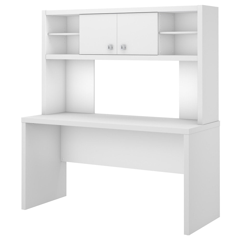 Bush Business Furniture Echo 60inW Credenza Desk With Hutch, Pure White, Standard Delivery