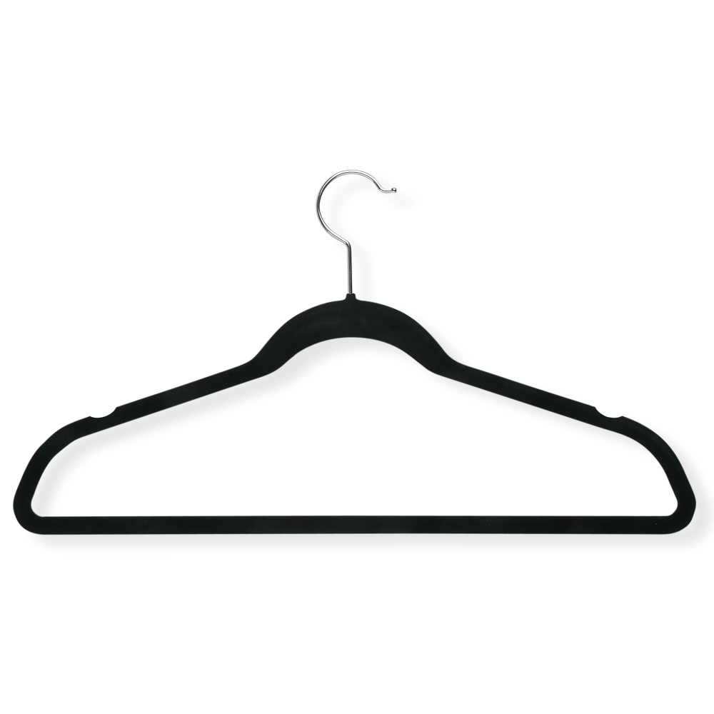 Honey-Can-Do Velvet-Touch Suit Hangers, 9 1/2inH x 1/4inW x 17 3/4inD, Black, Pack Of 50