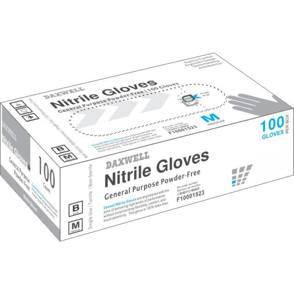 Powder-Free Nitrile Gloves, Medium, Box Of 100