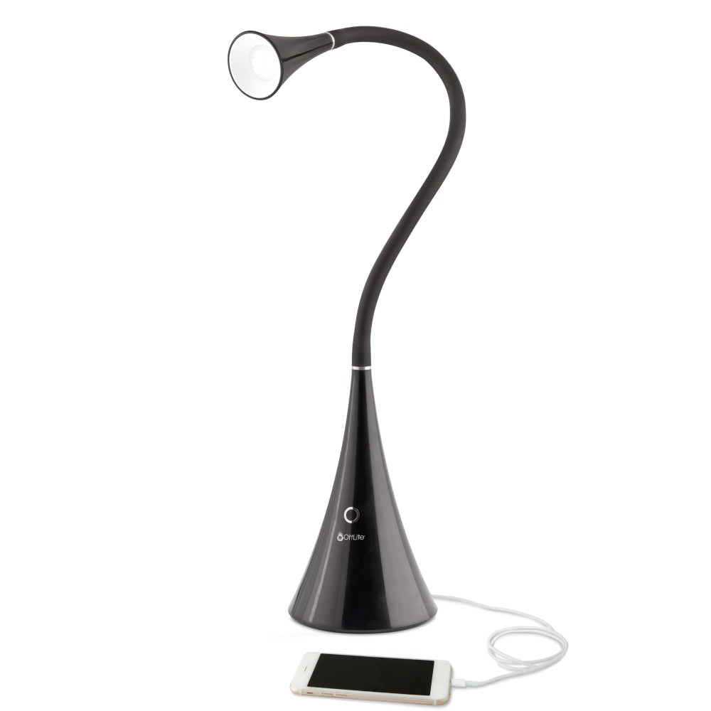 OttLite FlexNeck Desk Lamp, Adjustable Height, 26-7/8inH, Black