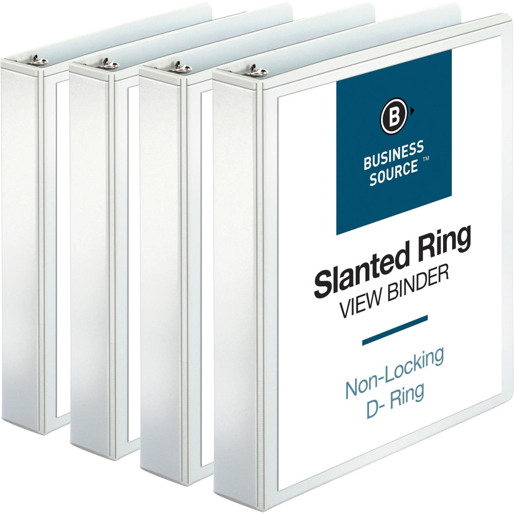 Business Source Basic D-Ring White View Binders, 1 1/2in Ring, 8 1/2in x 11in, White