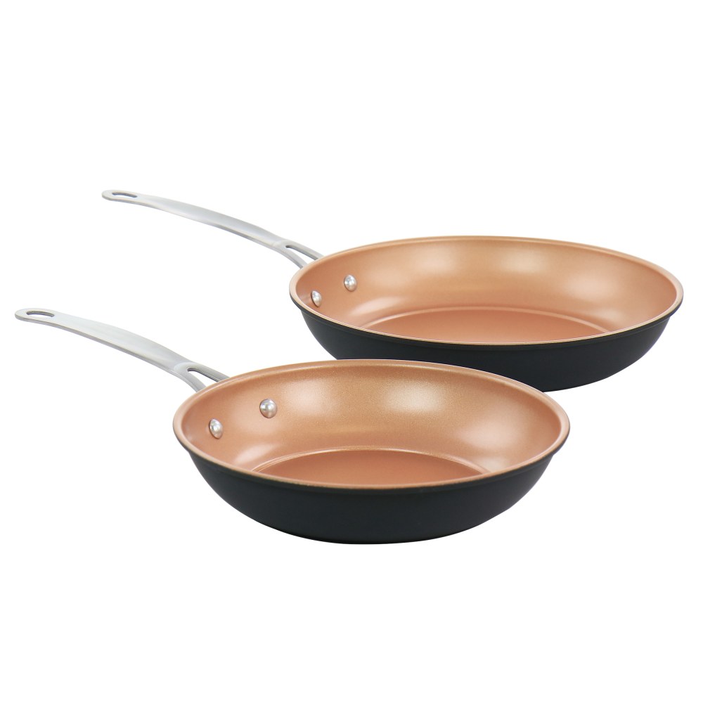 Gibson Home Chestnut 2-Piece Carbon Steel Non-Stick Frying Pan Set, Copper