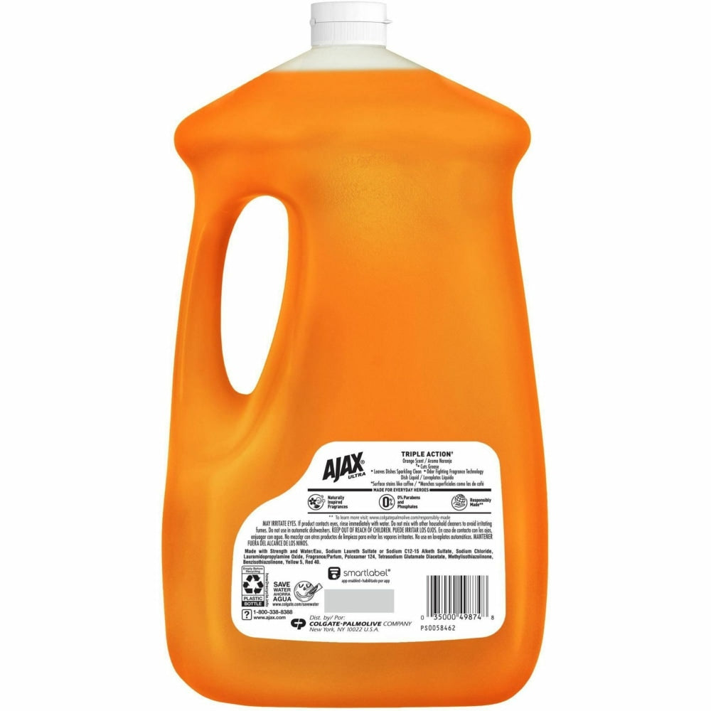 AJAX Triple Action Dish Soap - 90 fl oz (2.8 quart) - Orange Scent - 4 / Carton - Orange