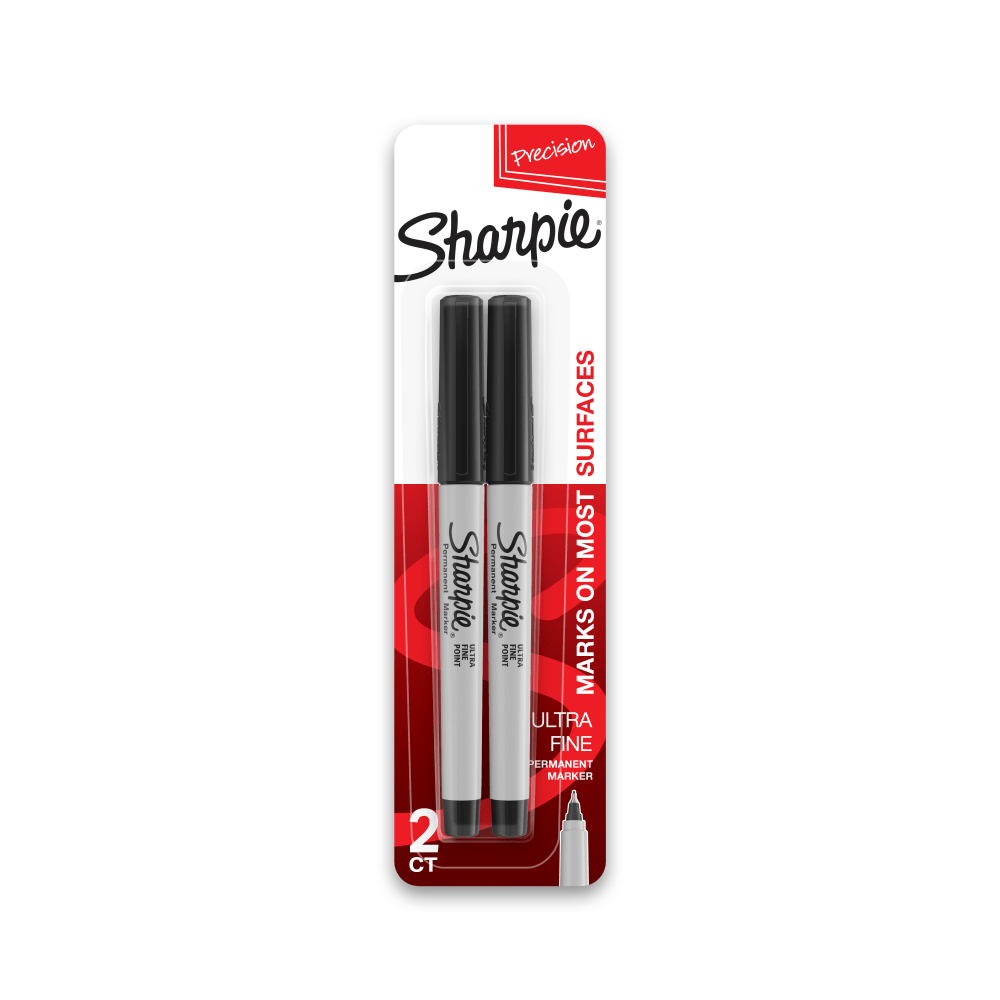 Sharpie Permanent Ultra-Fine Point Markers, Black, Pack of 2 Markers