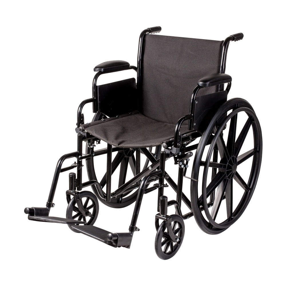 DMI Carbon-Steel Folding Wheelchair, 37inH x 26inW x 18inD, Silver/Black