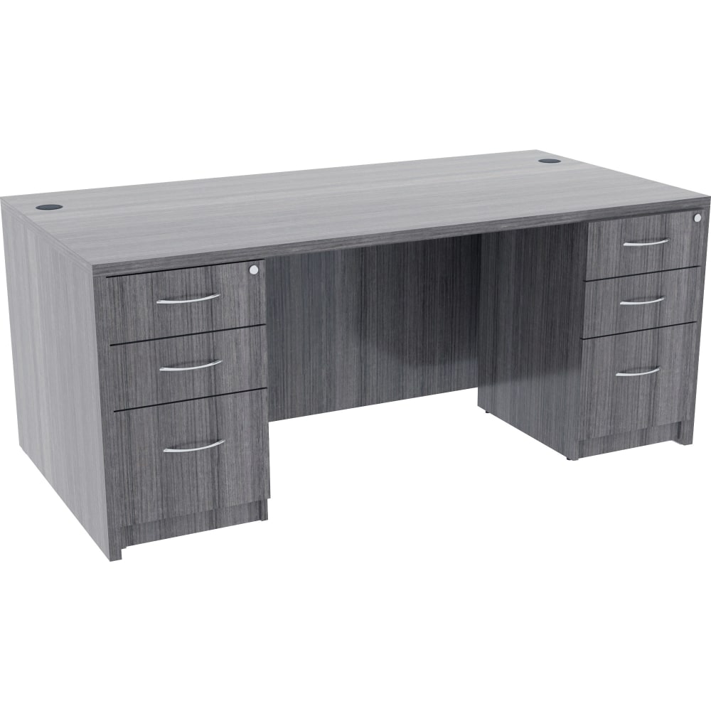 Lorell 71inW Computer Desk, Weathered Charcoal