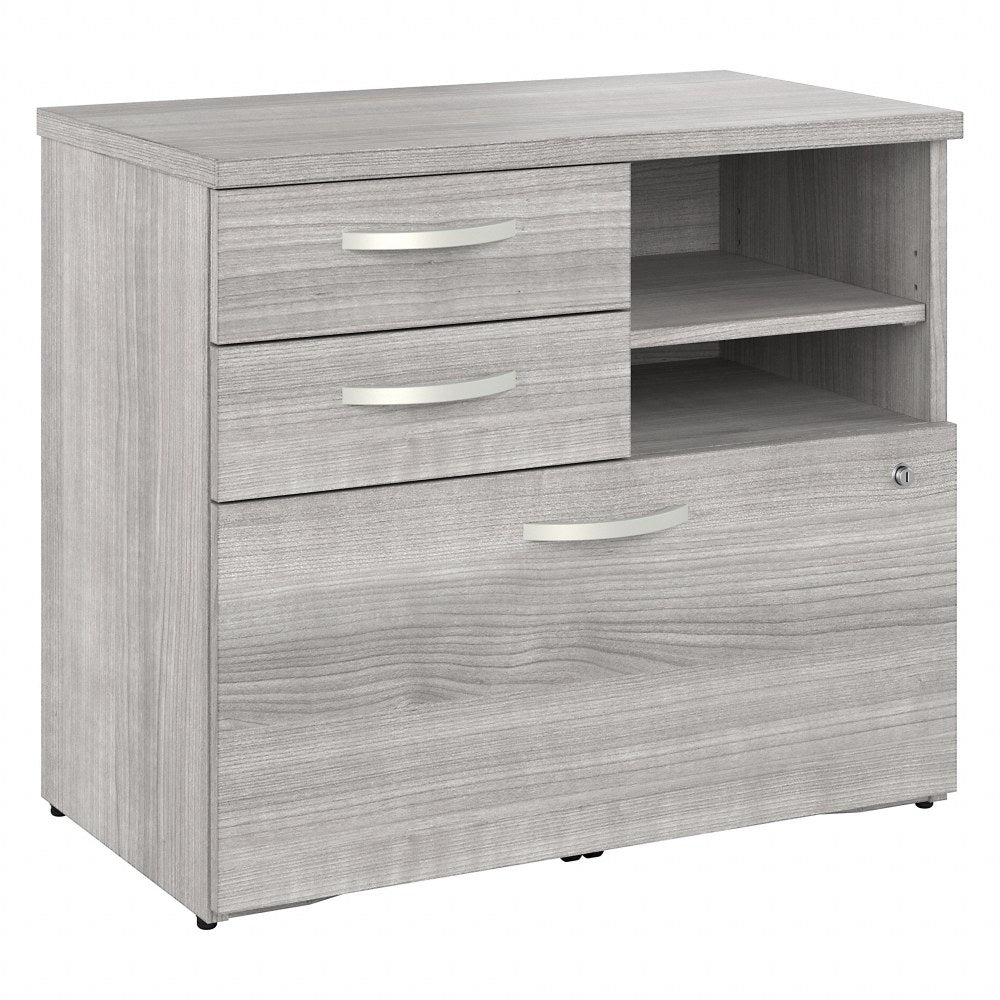 Bush Business Furniture Hybrid 17inD Vertical File Cabinet With Drawers and Shelves, Platinum Gray, Delivery