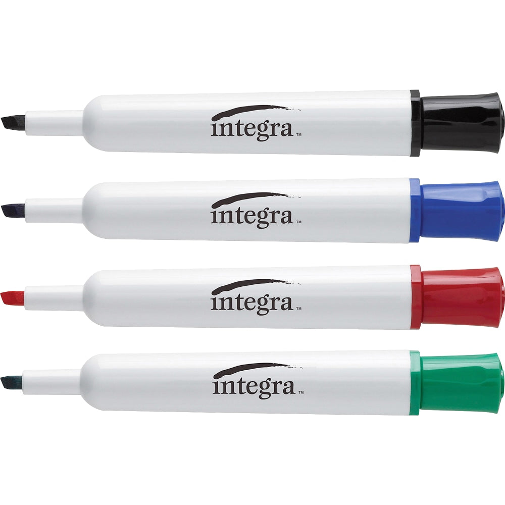 Integra Chisel Point Dry-erase Markers - Chisel Marker Point Style - Assorted - 4 / Set