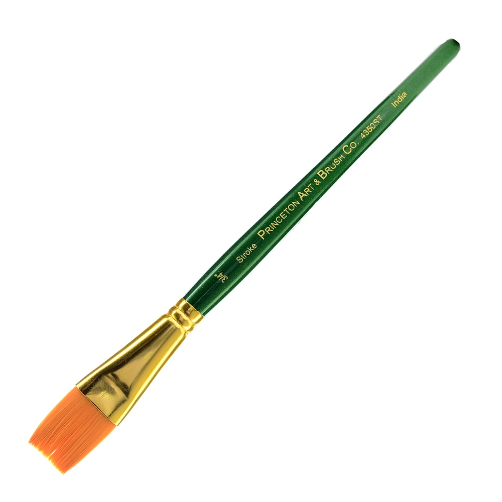 Princeton Series 4350 Ashley Paint Brush, 3/4in, Stroke Bristle, Synthetic, Green