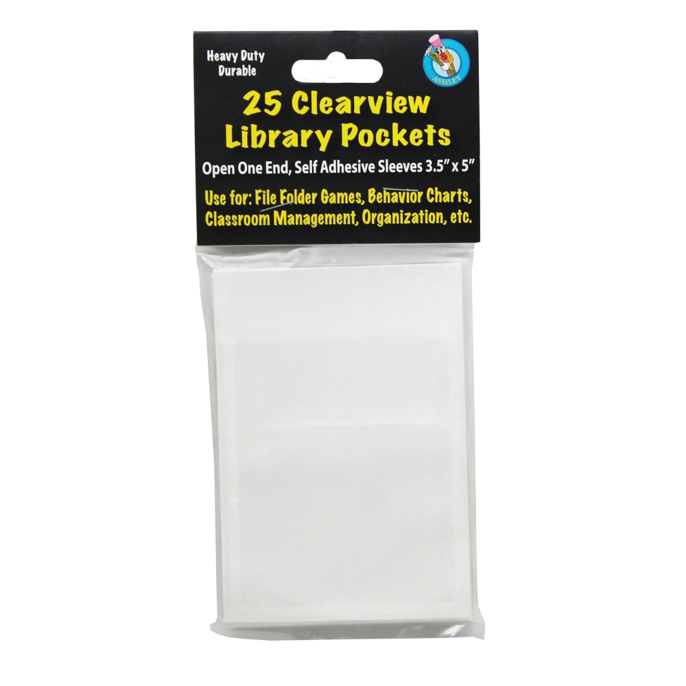 Ashley Productions Clear View Self-Adhesive Pockets, 3-1/2in x 5in, Clear, 25 Pockets Per Pack, Set Of 3 Packs