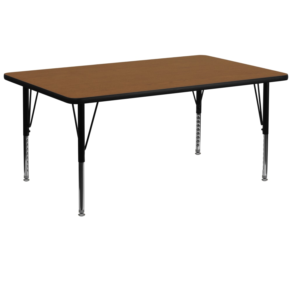 Flash Furniture 72ft"W Rectangular HP Laminate Activity Table With Short Height-Adjustable Legs, Oak