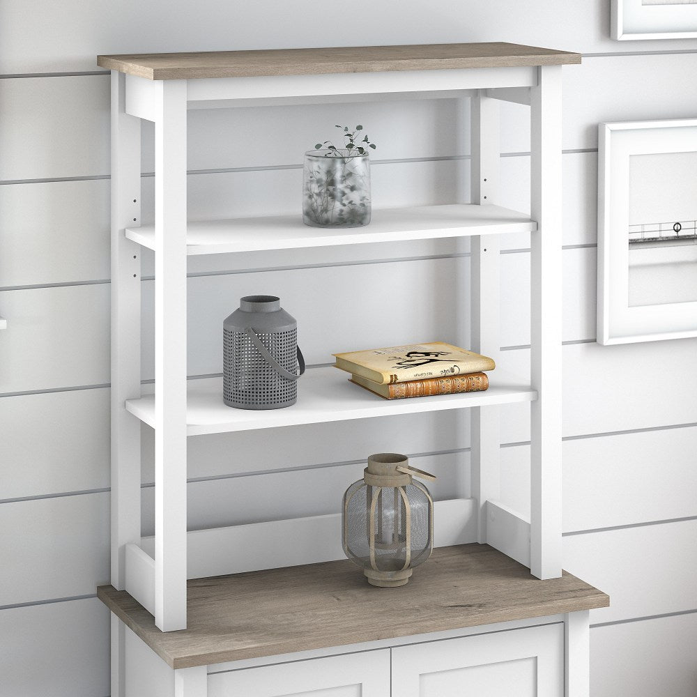 Bush Furniture Mayfield Tall Hutch Organizer, Pure White/Shiplap Gray, Standard Delivery