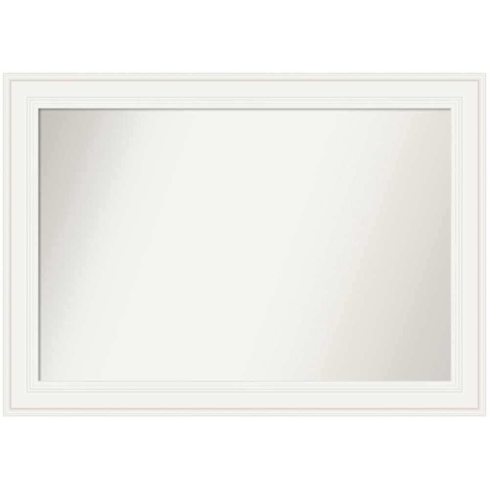 Amanti Art Non-Beveled Rectangle Framed Bathroom Wall Mirror, 29-1/2in x 41-1/2in, Ridge White