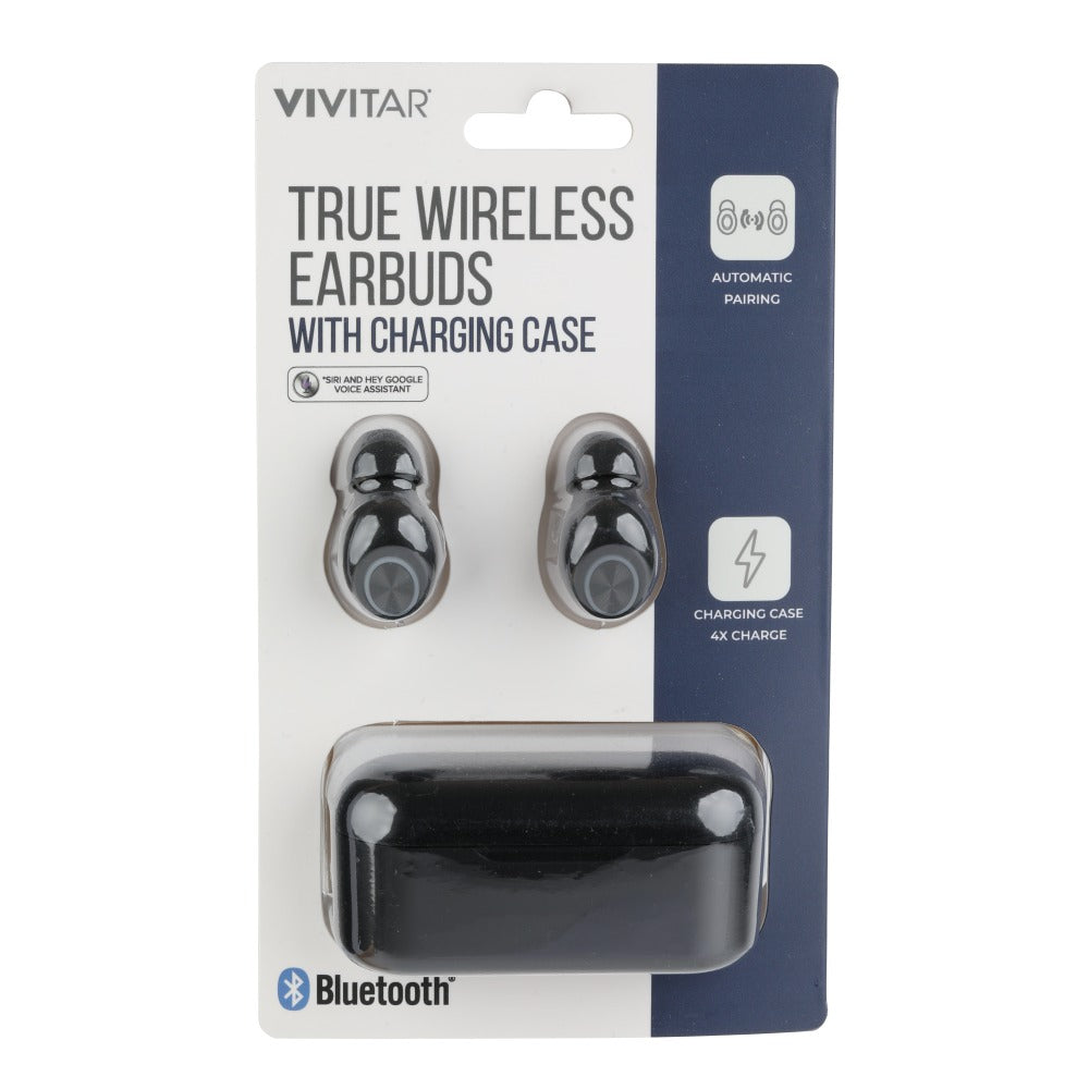 Vivitar True Wireless Bluetooth Earbuds, Black