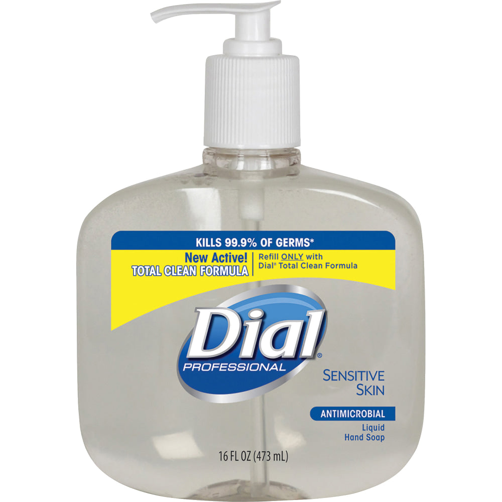 Dial Sensitive Skin Antimicrobial Liquid Soap, 16 Oz., Pack Of 12 bottle