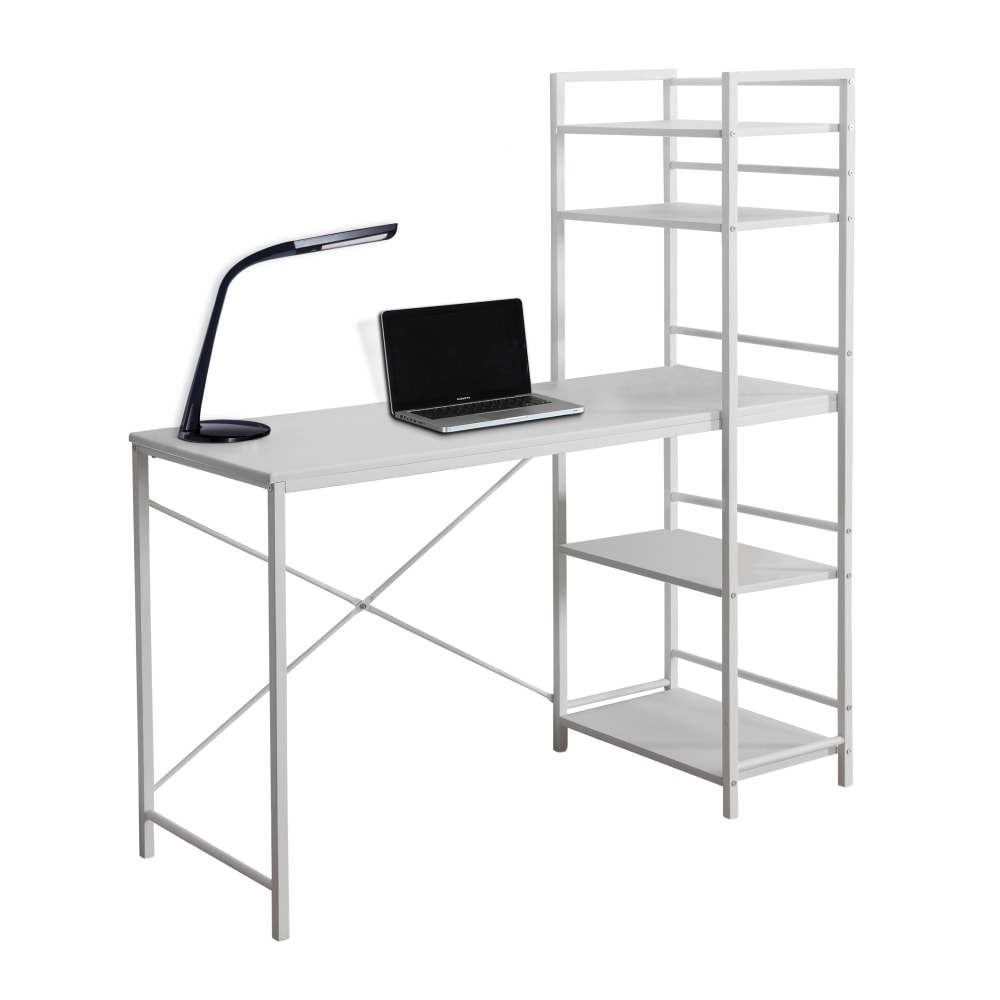 Monarch Specialties 48inW Metal Computer Desk With Bookcase, White