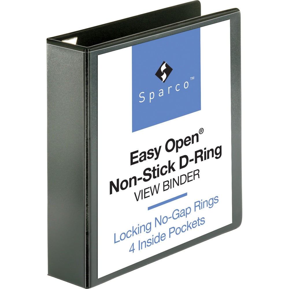 Sparco Locking View 3-Ring Binder, 2in D-Rings, 44% Recycled, Black