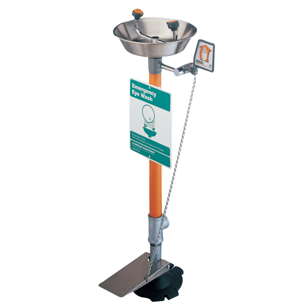 Pedestal Mounted Eye Washes, 11 1/2 in, Stainless Steel, 2 Head