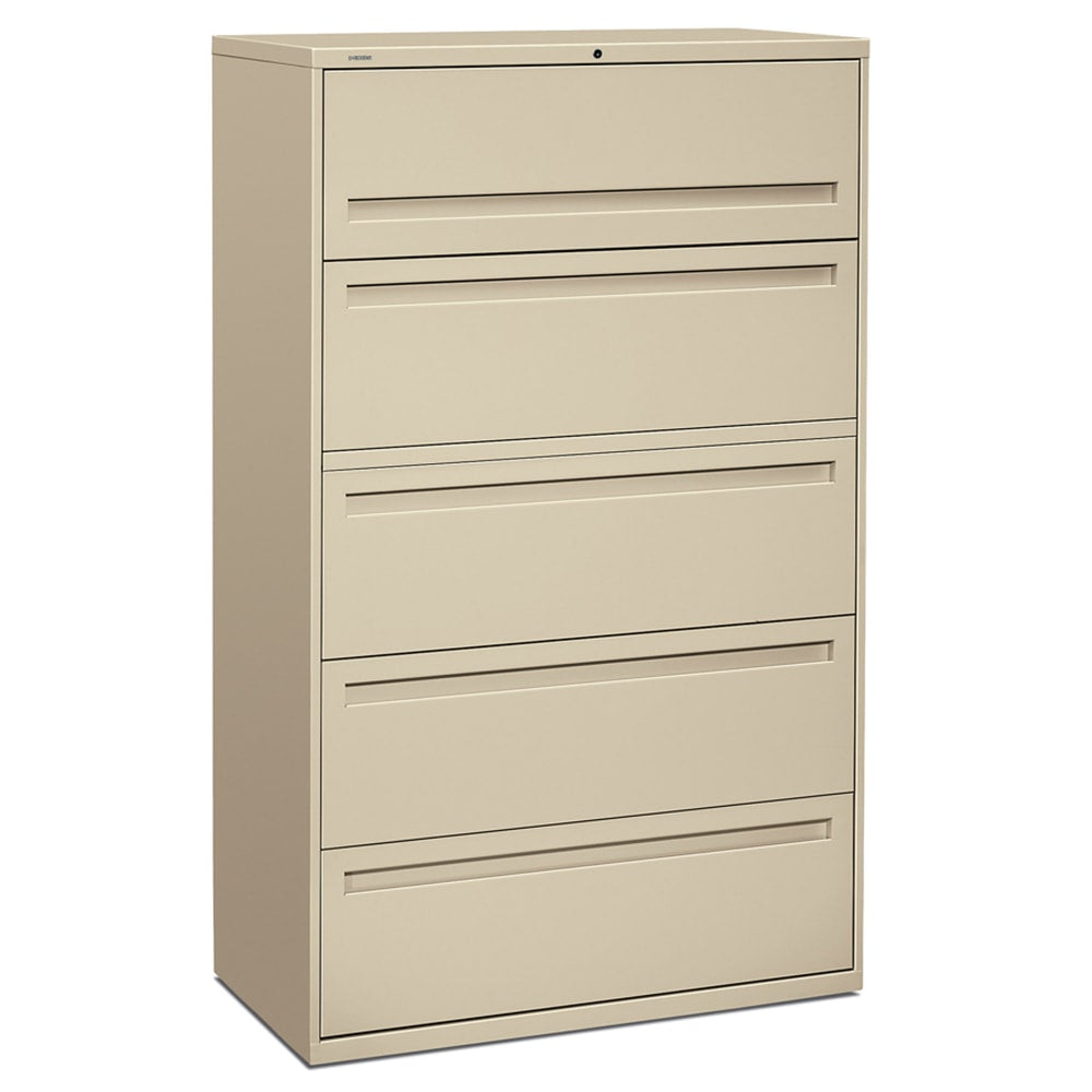 HON Brigade 700 42inW x 19-1/4inD Lateral 5-Drawer File Cabinet, Putty