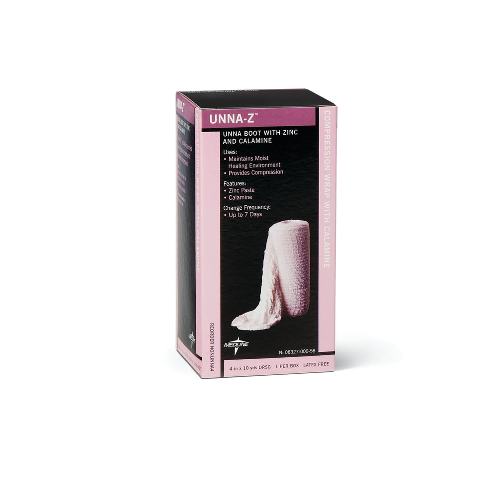 Medline Unna-Z Unna Boot Bandages, With Calamine, 4in x 10 Yd., White, Case Of 12