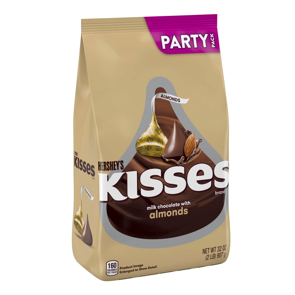 Hersheys Kisses Milk Chocolate With Almonds Candy, 32 Oz Bag