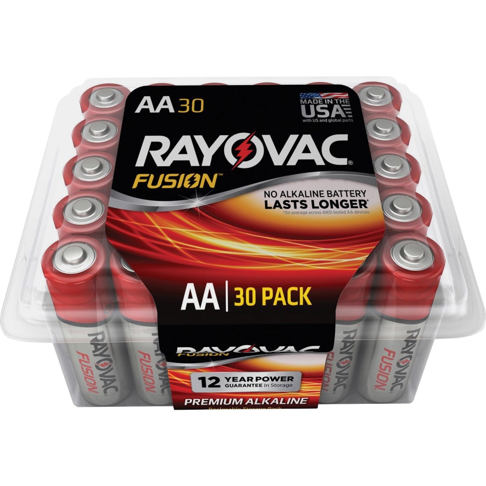 Rayovac Fusion Premium Alkaline AA Batteries Pack - For Multipurpose - AA - 30 / Pack