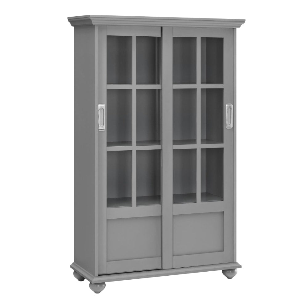 Ameriwood Home Aaron Lane 51inH 4-Shelf Bookcase With Sliding Glass Doors, Soft Gray