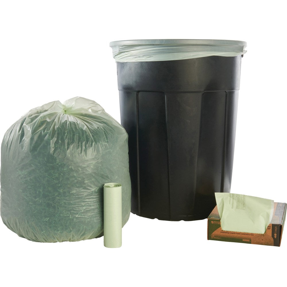 Stout EcoSafe-6400 Compostable Compost Bags, 0.85 mil, 32-Gallon, Green, Box Of 50