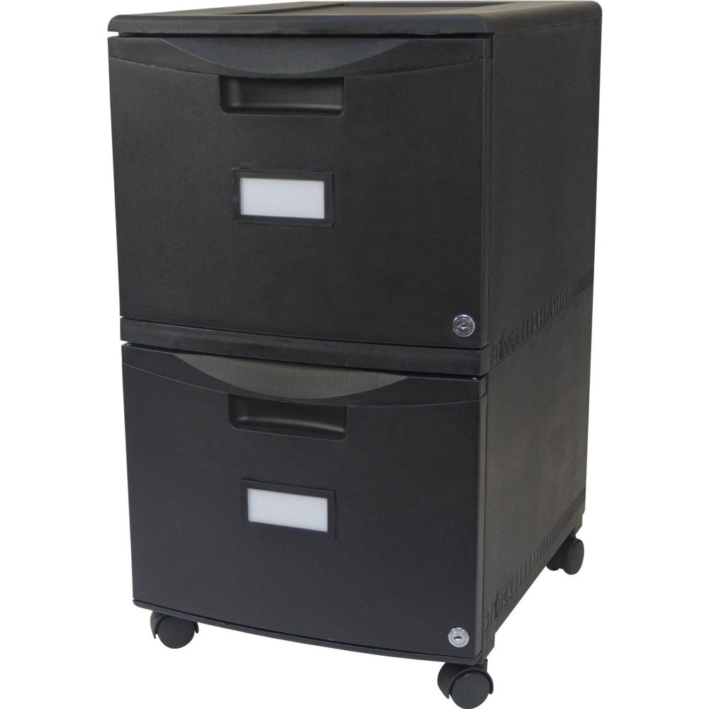 Storex 26inD Vertical 2-Drawer File Cabinet, Plastic, Black