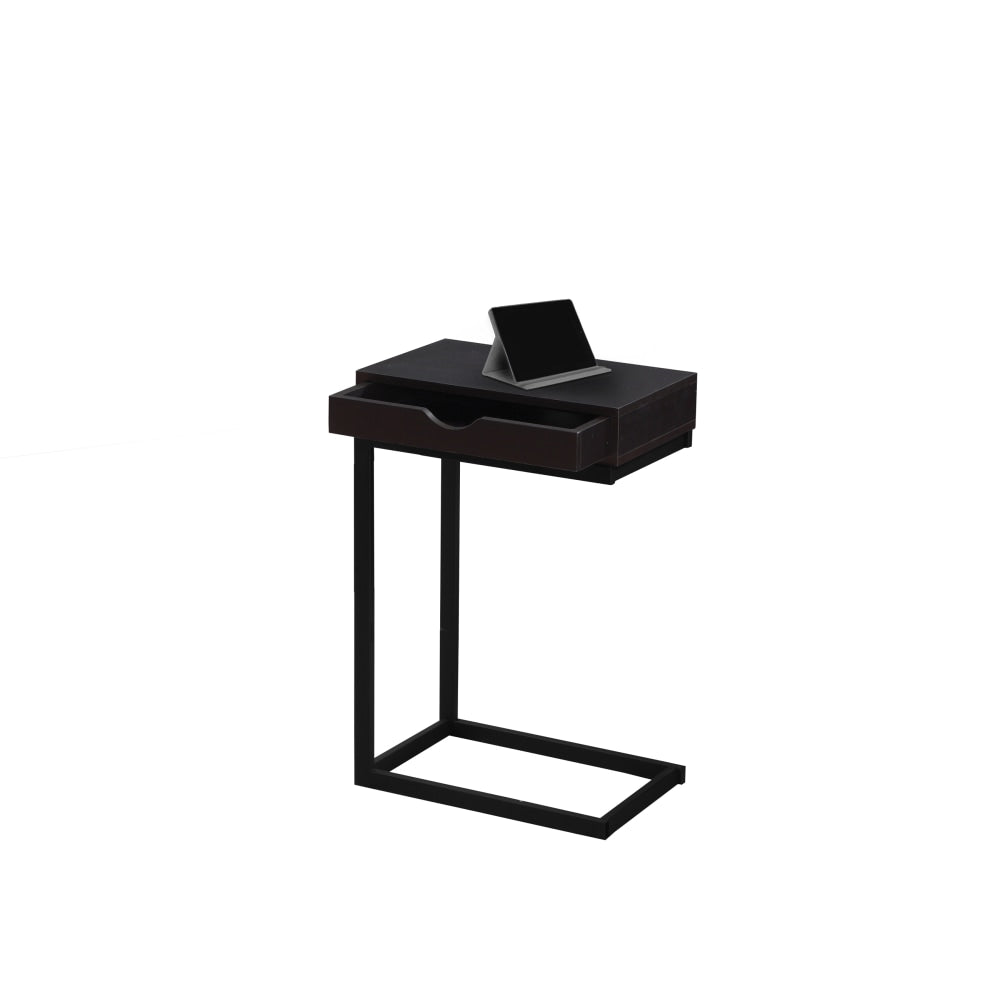 Monarch Specialties Accent Table - Espresso / Black Metal With A Drawer