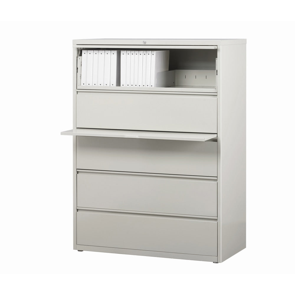 WorkPro 42inW x 18-5/8inD Lateral 5-Drawer File Cabinet, Light Gray