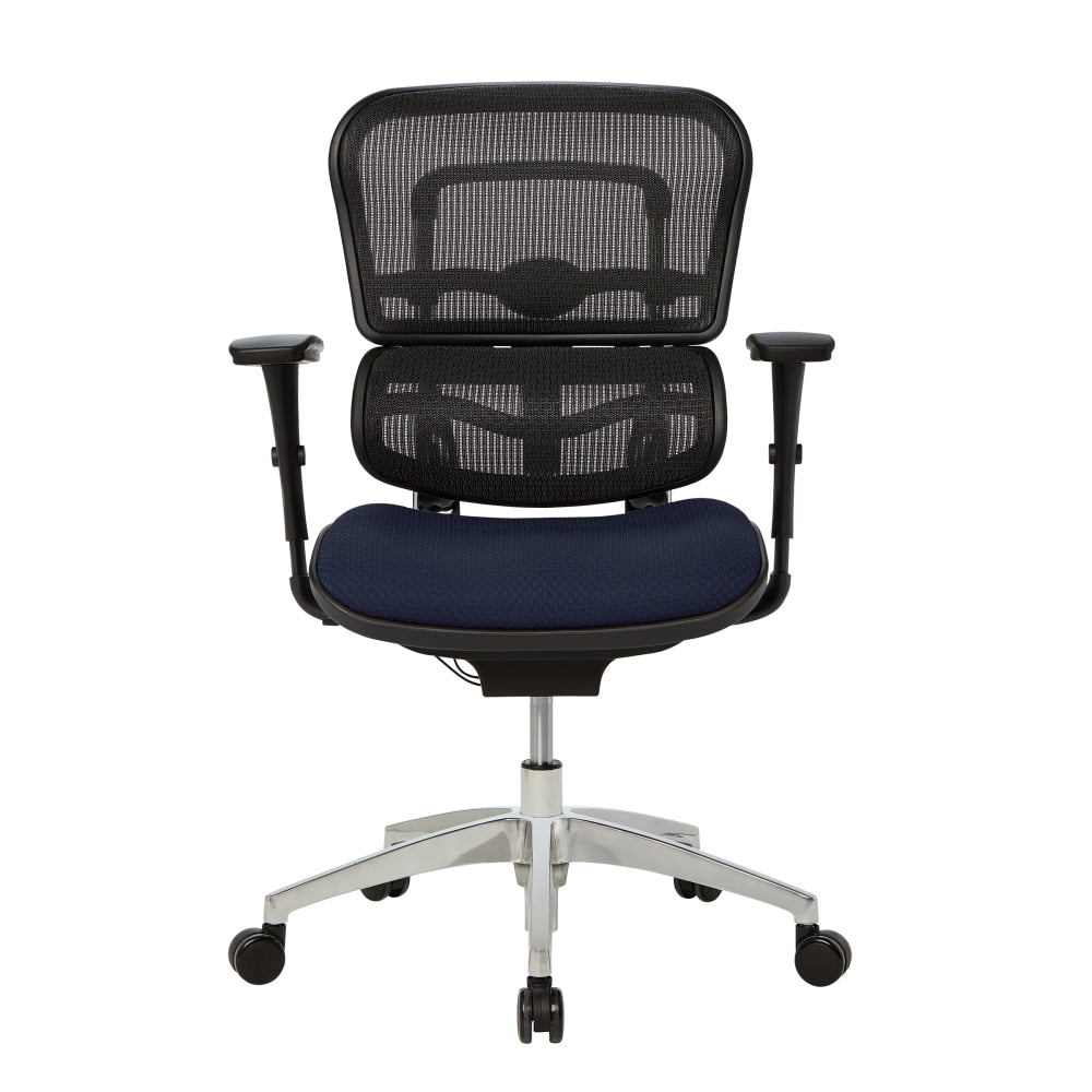 WorkPro 12000 Series Ergonomic Mesh/Premium Fabric Mid-Back Chair, Black/Navy, BIFMA Compliant