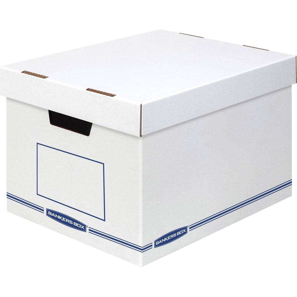 Bankers Box Organizers Storage Boxes - External Dimensions: 12.8in Width x 16.5in Depth x 10.5in Height - Medium Duty - Single/Double Wall - Stackable - White, Blue - For Storage - Recycled - 12 / Carton