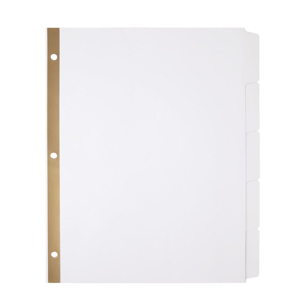 Office Depot Brand 20% Recycled Erasable Big Tab Dividers, 5-Tab, White