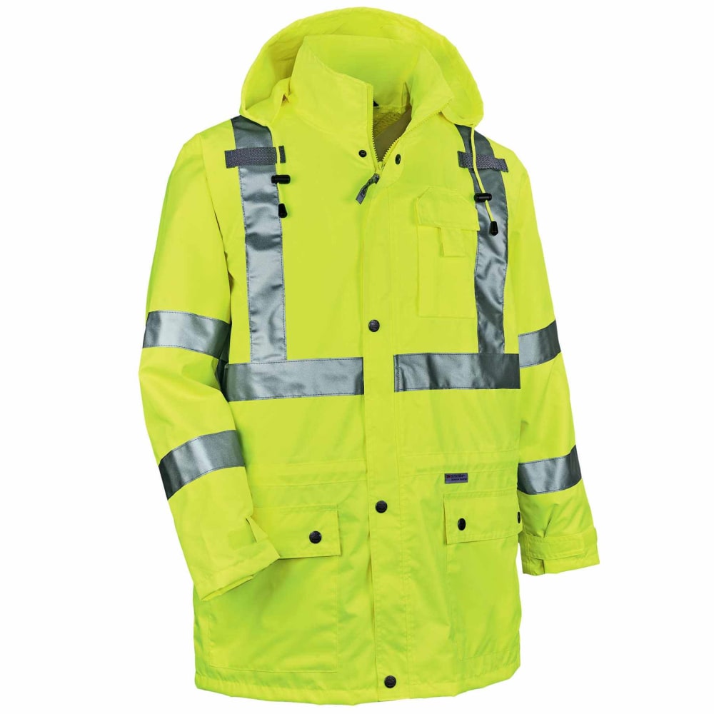 Ergodyne GloWear 8365 Type R Class 3 High-Visibility Rain Jacket, 4X, Lime