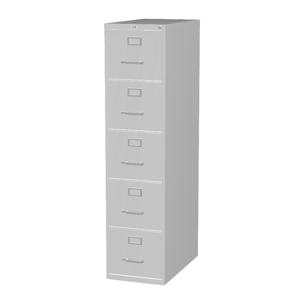 Lorell Fortress 26-1/2inD Vertical 5-Drawer Letter-Size File Cabinet, Light Gray